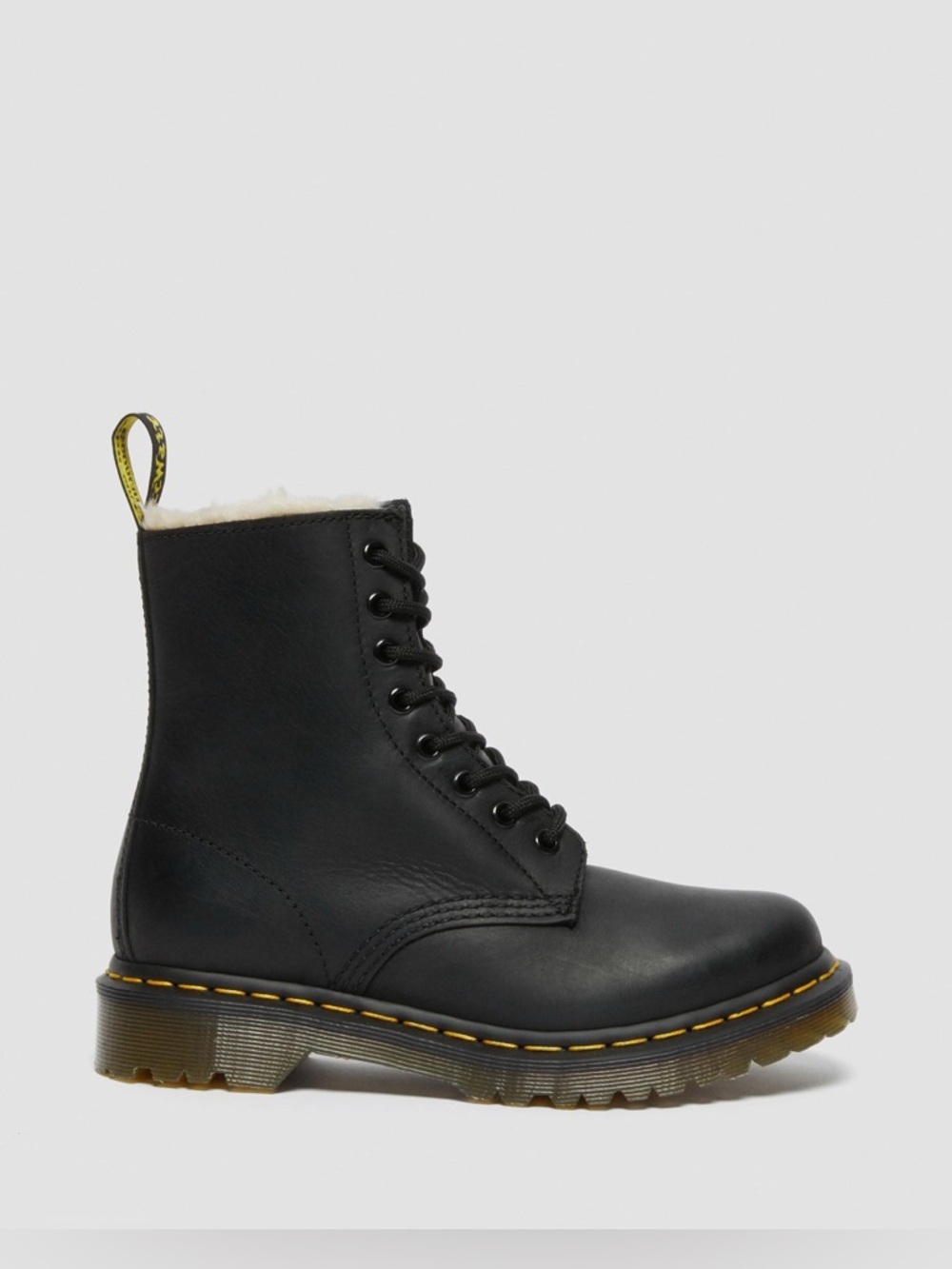Dr. Martens 1460 Women's Faux Fur Lined Lace Up Boots Black Leather Women’s Sz 5